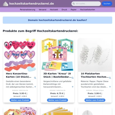 Screenshot hochzeitskartendruckerei.de