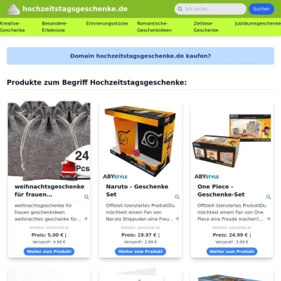 Screenshot hochzeitstagsgeschenke.de
