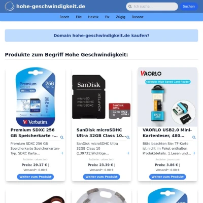 Screenshot hohe-geschwindigkeit.de