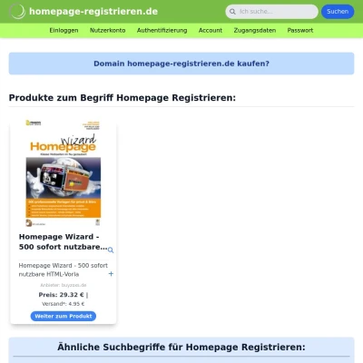 Screenshot homepage-registrieren.de