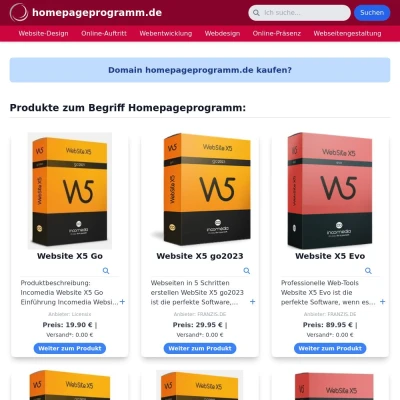 Screenshot homepageprogramm.de