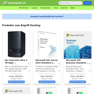 Screenshot hosting365.de