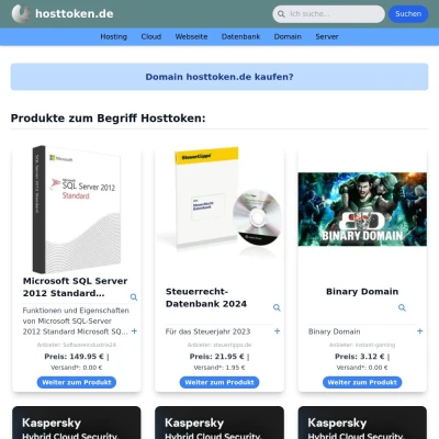 Screenshot hosttoken.de