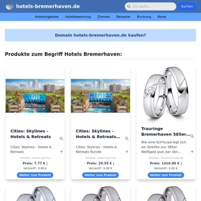 Screenshot hotels-bremerhaven.de