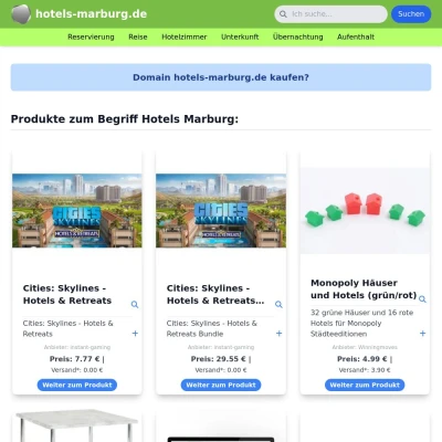 Screenshot hotels-marburg.de