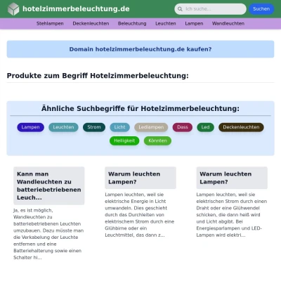 Screenshot hotelzimmerbeleuchtung.de