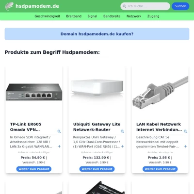 Screenshot hsdpamodem.de