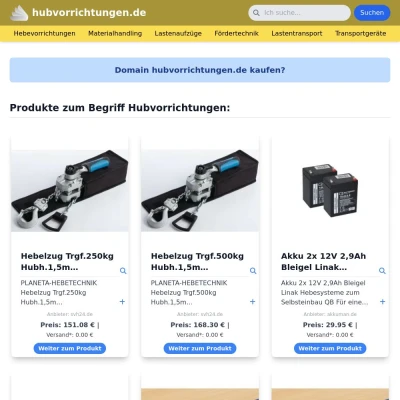 Screenshot hubvorrichtungen.de
