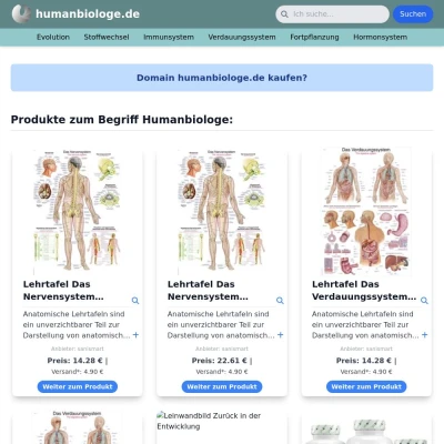 Screenshot humanbiologe.de