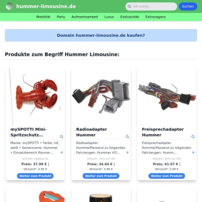 Screenshot hummer-limousine.de