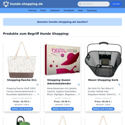 Screenshot hunde-shopping.de