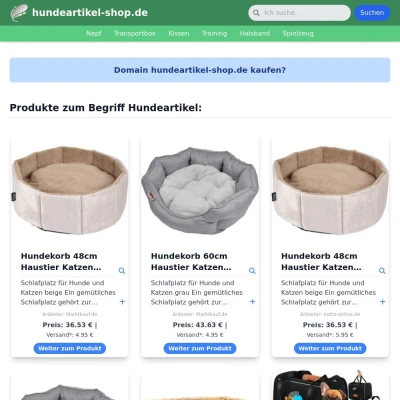 Screenshot hundeartikel-shop.de