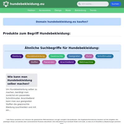 Screenshot hundebekleidung.eu