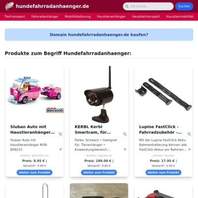 Screenshot hundefahrradanhaenger.de