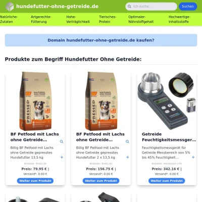 Screenshot hundefutter-ohne-getreide.de