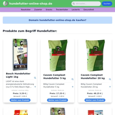 Screenshot hundefutter-online-shop.de