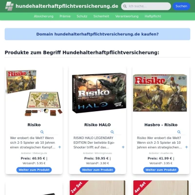 Screenshot hundehalterhaftpflichtversicherung.de