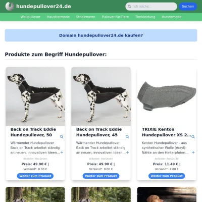 Screenshot hundepullover24.de