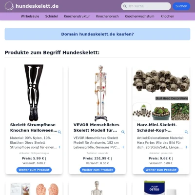 Screenshot hundeskelett.de