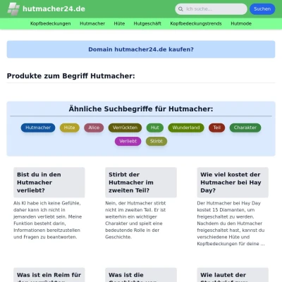 Screenshot hutmacher24.de