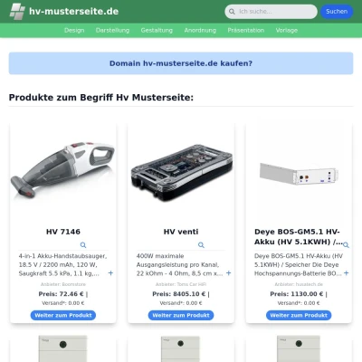 Screenshot hv-musterseite.de