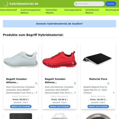 Screenshot hybridmaterial.de