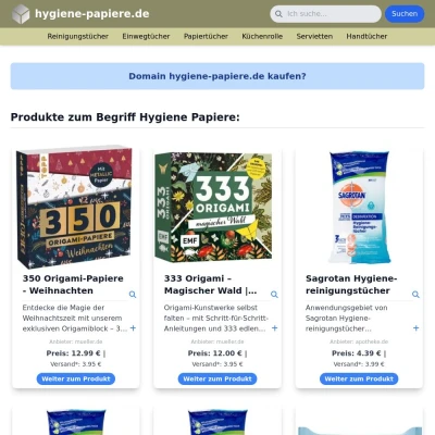 Screenshot hygiene-papiere.de