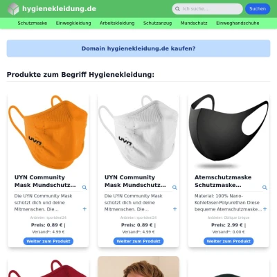 Screenshot hygienekleidung.de