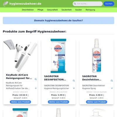 Screenshot hygienezubehoer.de