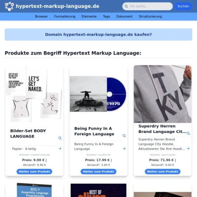 Screenshot hypertext-markup-language.de