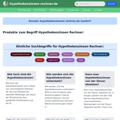 Screenshot hypothekenzinsen-rechner.de