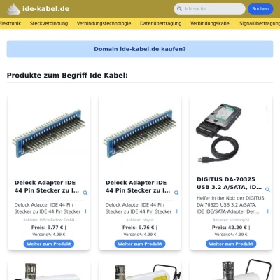 Screenshot ide-kabel.de