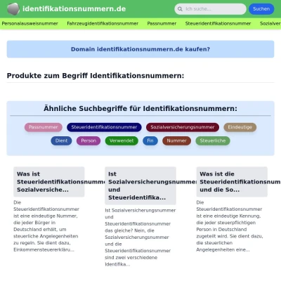 Screenshot identifikationsnummern.de