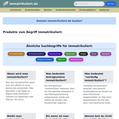 Screenshot immatrikuliert.de