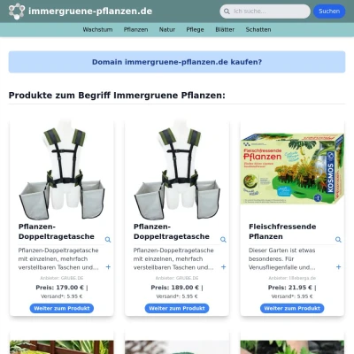 Screenshot immergruene-pflanzen.de