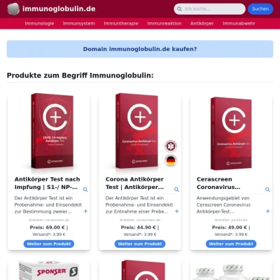 Screenshot immunoglobulin.de