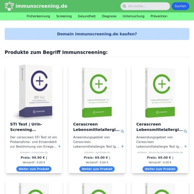 Screenshot immunscreening.de