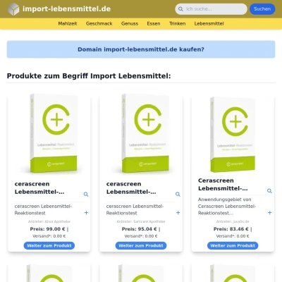 Screenshot import-lebensmittel.de