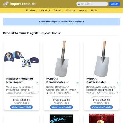 Screenshot import-tools.de