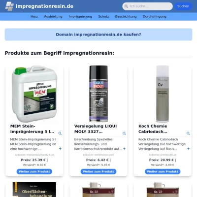 Screenshot impregnationresin.de