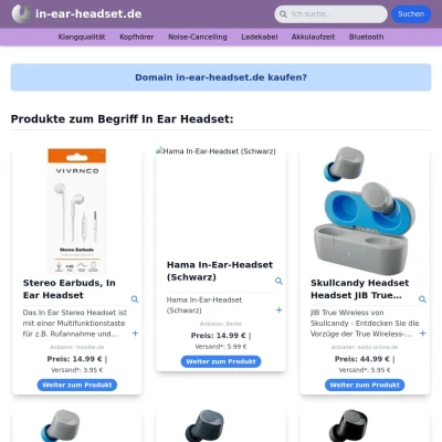 Screenshot in-ear-headset.de