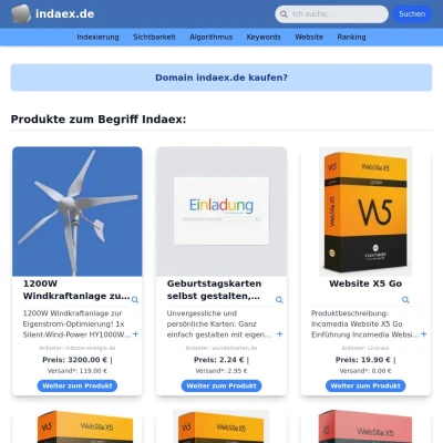 Screenshot indaex.de