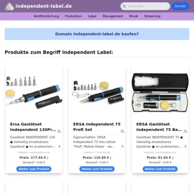 Screenshot independent-label.de