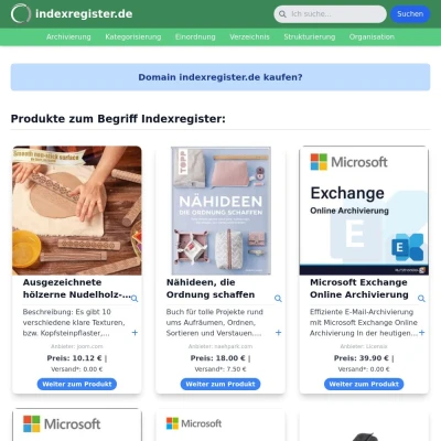 Screenshot indexregister.de