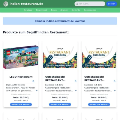 Screenshot indian-restaurant.de