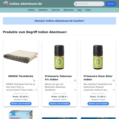 Screenshot indien-abenteuer.de