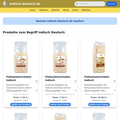 Screenshot indisch-deutsch.de
