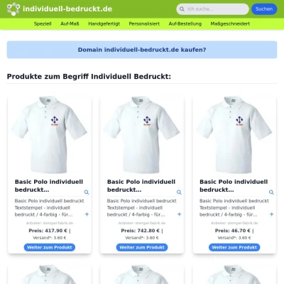 Screenshot individuell-bedruckt.de