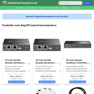 Screenshot industrialcomputers.de