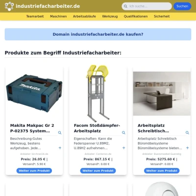 Screenshot industriefacharbeiter.de